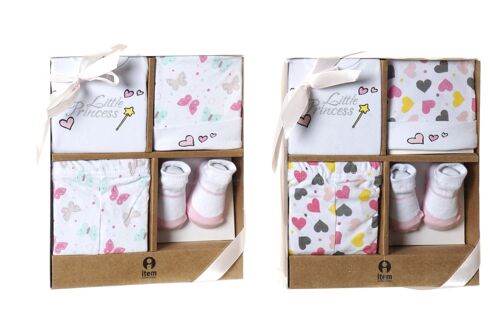 Bebe set 4 algodon 24x28x7 0-6 meses corazones 2 s