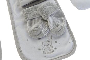 ENSEMBLE BÉBÉ 3 COTON 25X25 0-6 MOIS GRIS 4