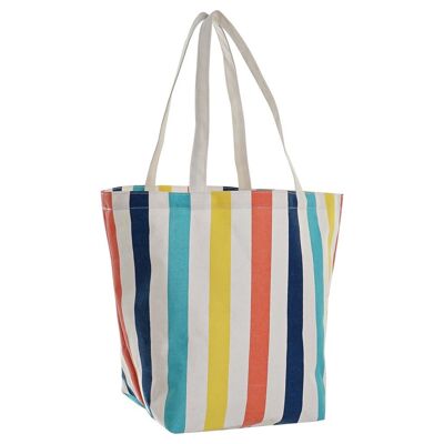 TASCHE AUS POLYESTER-BAUMWOLLE 24X26X35 MEHRFARBIGE STREIFEN