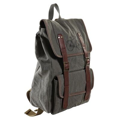 CANVAS LEATHER BACKPACK 33X12X47 BROWN BICYCLE