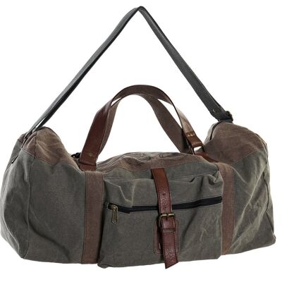 CANVAS LEATHER BAG 53X22X23 19 BROWN