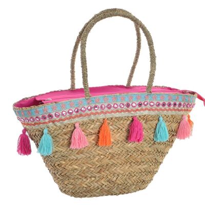 POLYESTER STRAW BAG 51X16X30 MULTICOLORED BASKET