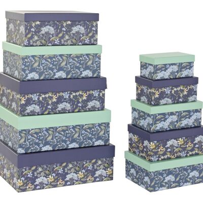 BOX SET 10 CARDBOARD 43,5X33,5X15,5 PURPLE FLOWERS