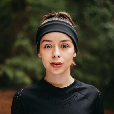 Charlène black 100% recycled yarn sports headband
