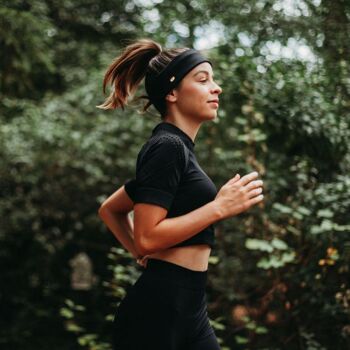 Bandeau sport tissu fils 100% recyclés noir Charlène 2