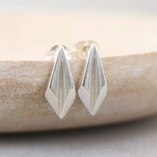 Silver Art Deco Stud Earrings. Geometric jewellery
