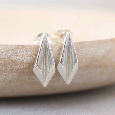 Silver Art Deco Stud Earrings. Geometric jewellery