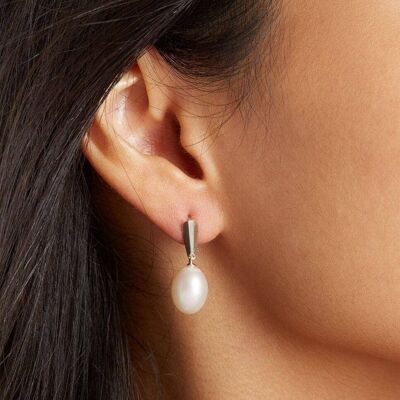 Silver Pearl Dropper Earrings