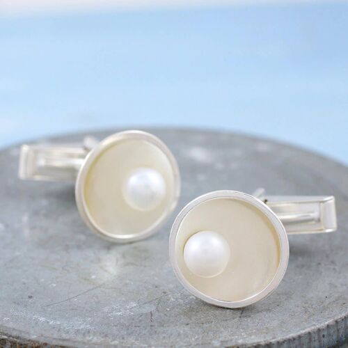 Pearl Cufflinks. 30th Anniversary Gift For Him