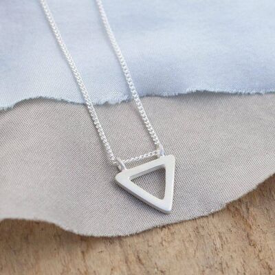 Silver Triangle Necklace - Geometric Pendant