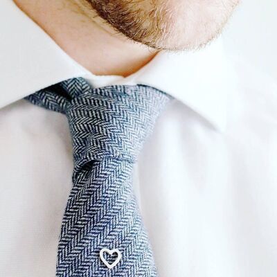 Geometric Heart Tie Pin - Wedding Tie Pin For Groom