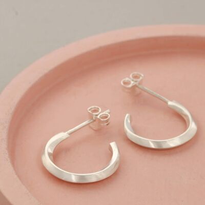 Sterling Silver curved small hoop earrings