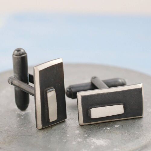 Geometric Cufflinks. Black Rectangle Cufflinks