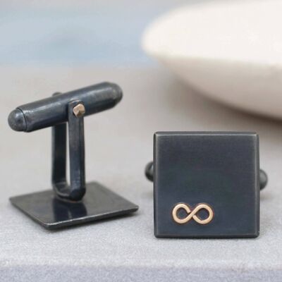 Sterling Silver and 9ct Gold Infinity Cufflinks