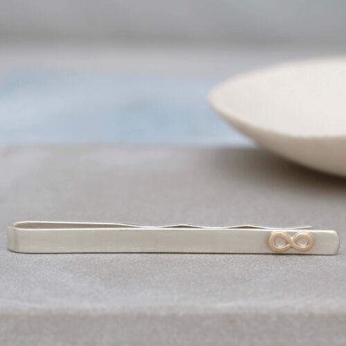 Silver And 9ct Gold Tie Clip With Infinity Symbol