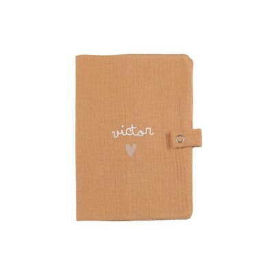 HEALTH BOOK COVER IN CAMEL COTTON GAUZE