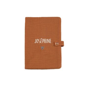 Protège carnet de santé en gaze de coton caramel 3