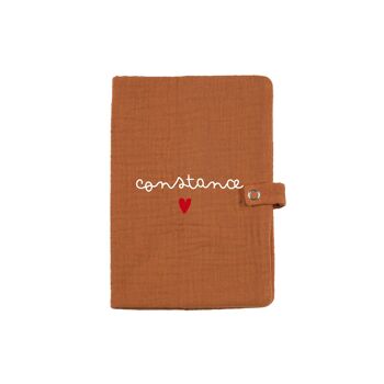 Protège carnet de santé en gaze de coton caramel 4