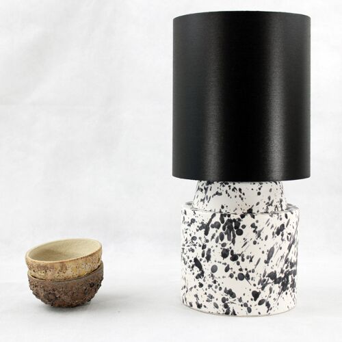 Chic splattered table lamp with black shade