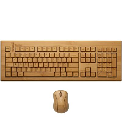 [EN] Wireless bamboo keyboard and mouse FR AZERTY