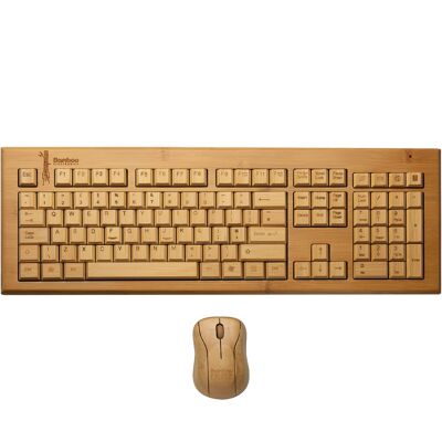 [UK] Kabellose QWERTZ-Tastatur und -Maus aus Bambus