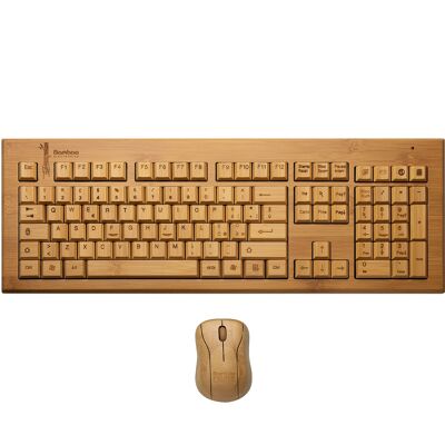 [IT] IT Tastiera e mouse wireless in bambù QWERTY