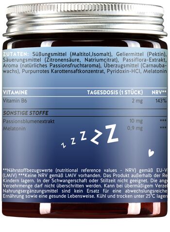 Vitamine de sommeil Super Snooze avec mélatonine, sans sucre // 60 3