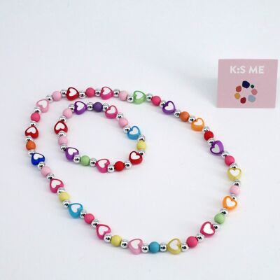 Set necklace + bracelet hearts