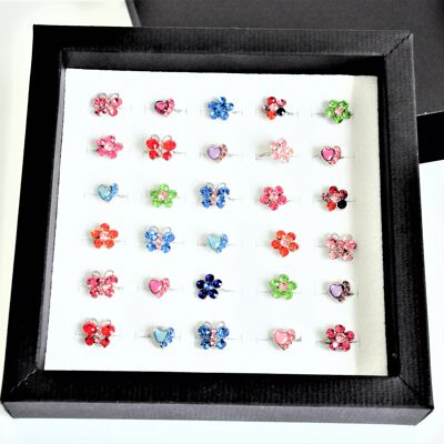 Set of rings in a box 30 pieces gemstones