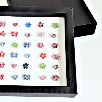 Set of rings in a box 30 pieces gemstones