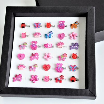 Set of rings in a box 30 pieces Frosty hand-painted
