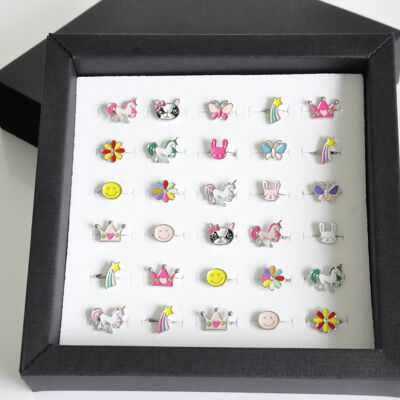 Set anillos en caja 30 piezas metal 2