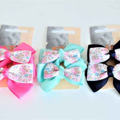 Hair slide 2 pieces bow unicorn 1