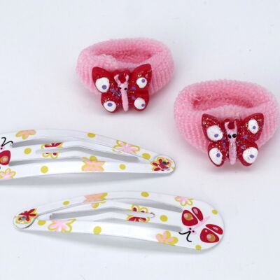 Set Clic Clac + hair tie butterfly
