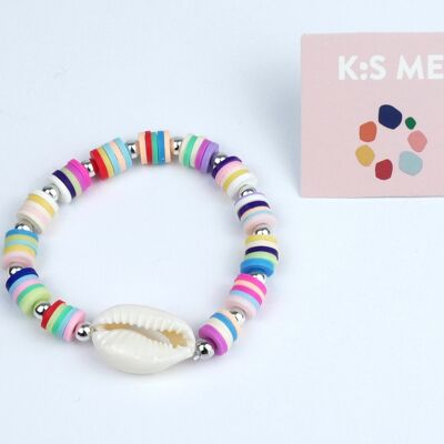 Bracelet polymer clay colorful shell 14cm