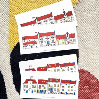 Mondrianstyle Muurhuizen card set, set of 4