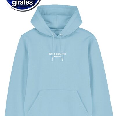Sky blue hoodie with screen print save
