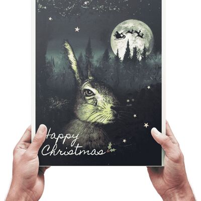 Le lièvre de Noël - La carte de vœux