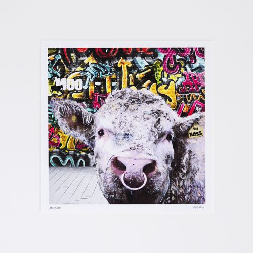 MOUNTED Limited Edition Print THE BORN MUCKY COLLECTION - Moo Selfie