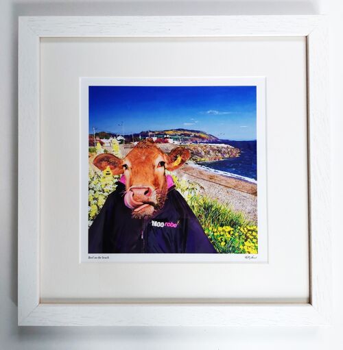 FRAMED Limited Edition Print THE BORN MUCKY COLLECTION - BEEF on the beach