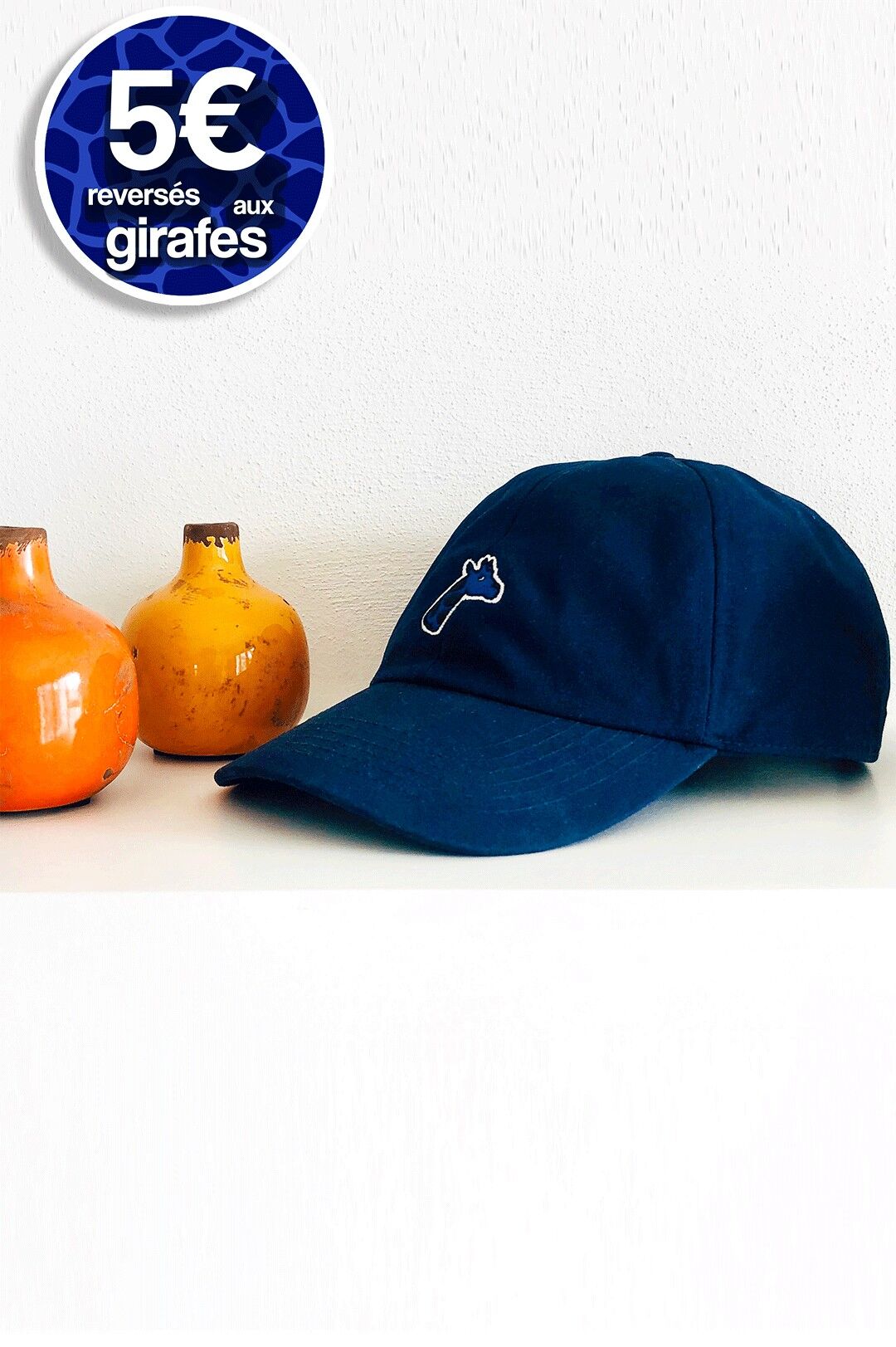 Berretto in cotone biologico ricamato blu navy