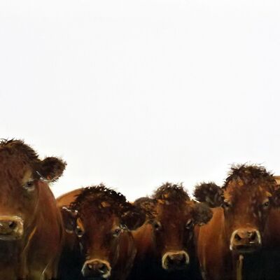 CÓMO ahora Brown Cows- Arte enmarcado original