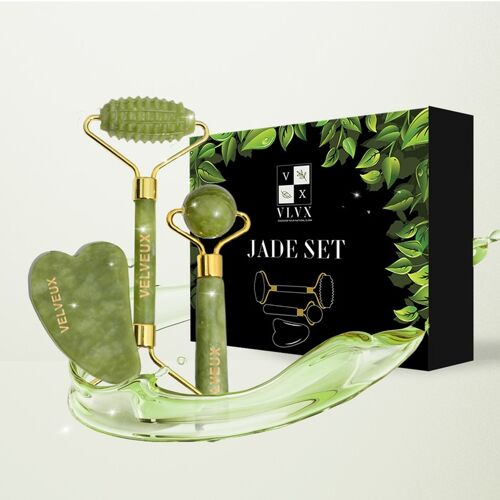 Jade roller gua sha facial roller 4 piece set