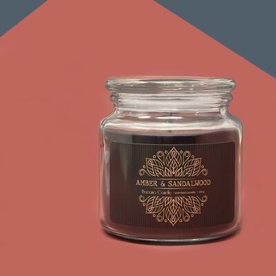 Bacana Candle – XXL-Duftkerze im Glas – Aromatische Kerze im Glasgefäß mit Deckel – originelle Geschenkkerze – 560 Gramm – ± 100 Brennstunden – Amber & Sandelholz