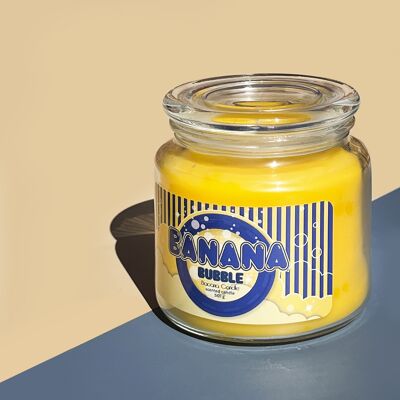 Bacana Candle - XXL Vela Perfumada en Vaso - Vela Aromática en Frasco de Vidrio con Tapa - Vela Original para Regalo - 560 gramos - ± 100 Horas de Combustión - Banana Bubble - Plátano