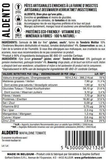 VRAC - ALDENTO pâtes source de protéines - Mafaldine TOMATE -  2,5kg 5