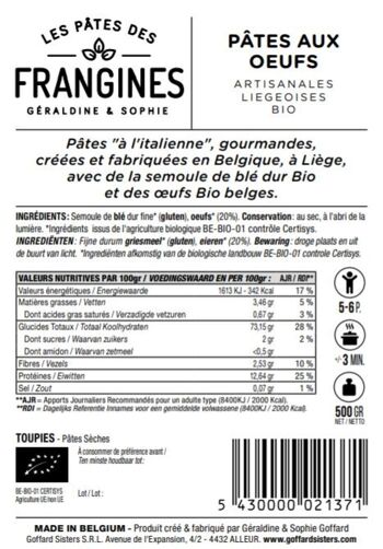 VRAC Pâtes FRANGINES aux oeufs - Toupies - 3kg 5