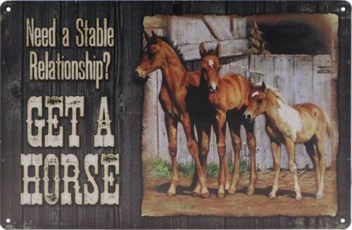 Get a horse metalen bord 20x30cm