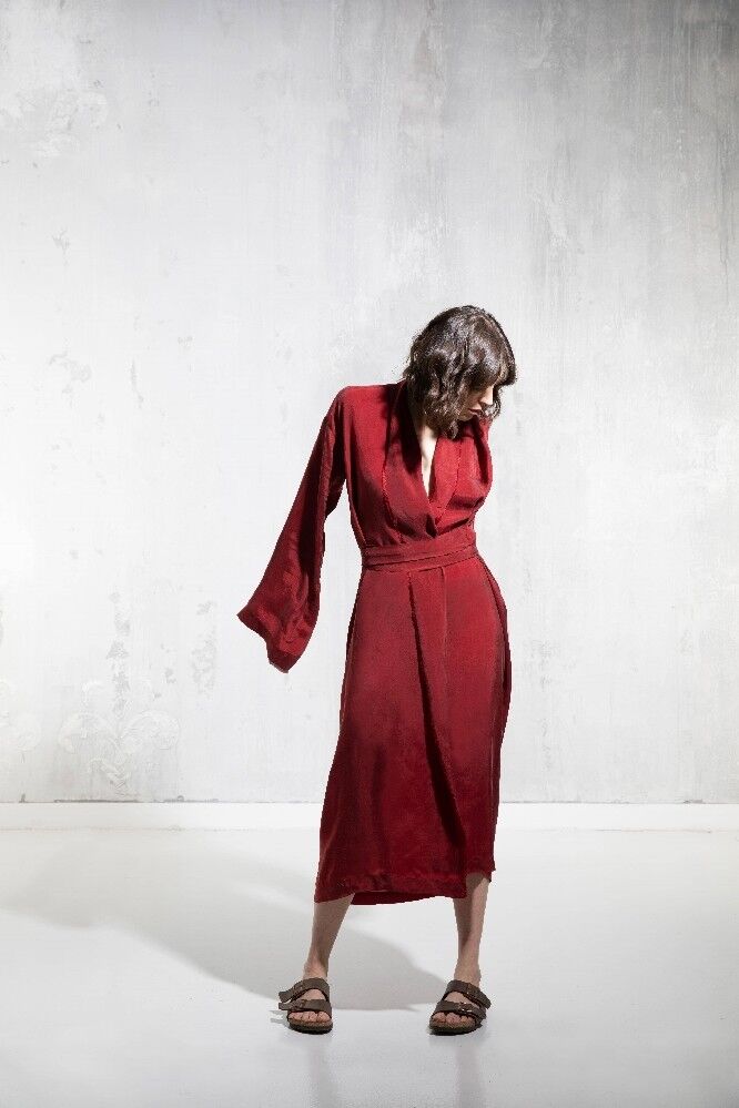 HOUMONGI Kimonokleid 100% Cupro Colorbloodstone