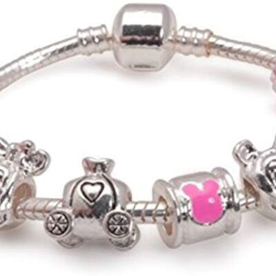 Bracelet Enfant 'Fairytale Dreams' Plaqué Argent Perles Charmes 18cm